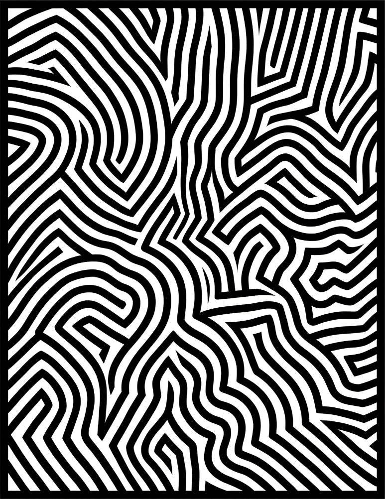 Monochrome Labyrinthine Organic Lines Rug