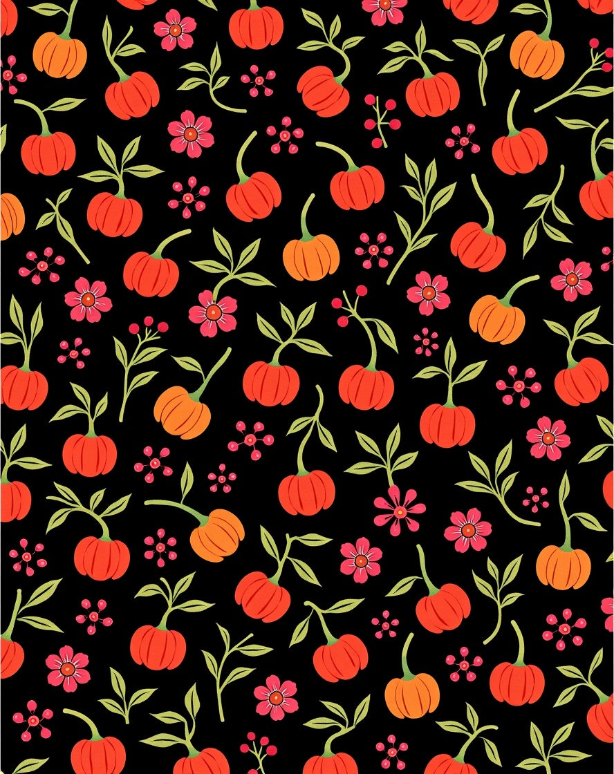 Whimsical Orange Pumpkin Berry Garland Rug