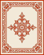 Classic Red Floral Medallion Border Rug