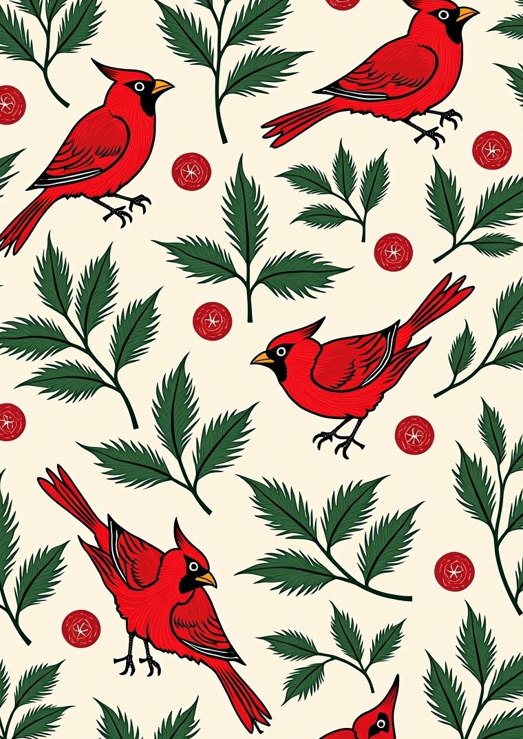 Red Cardinal Botanical Garden Scene Rug
