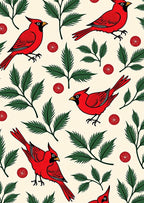 Red Cardinal Botanical Garden Scene Rug