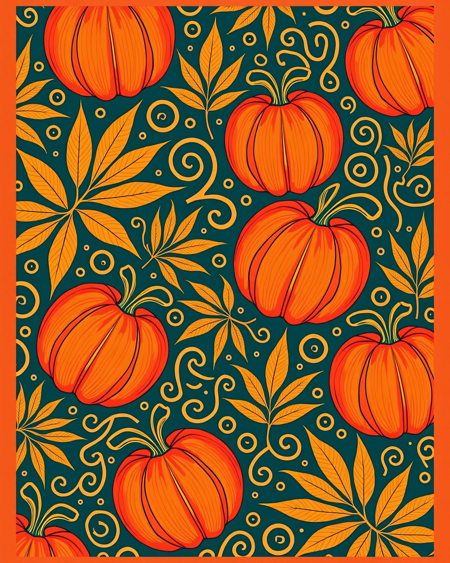 Autumn Harvest Pumpkin Vine Medley Rug