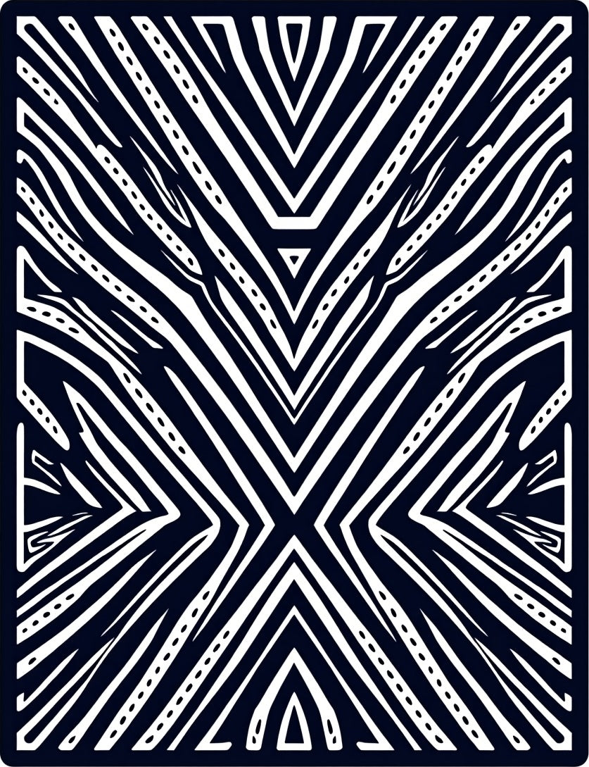Bold Black White Abstract Linear Rug