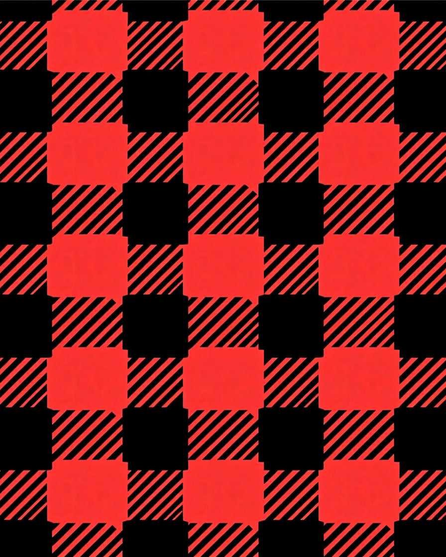 Classic Red Black Checkered Squares Rug