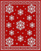 Festive Red Snowflake Scatter Rug