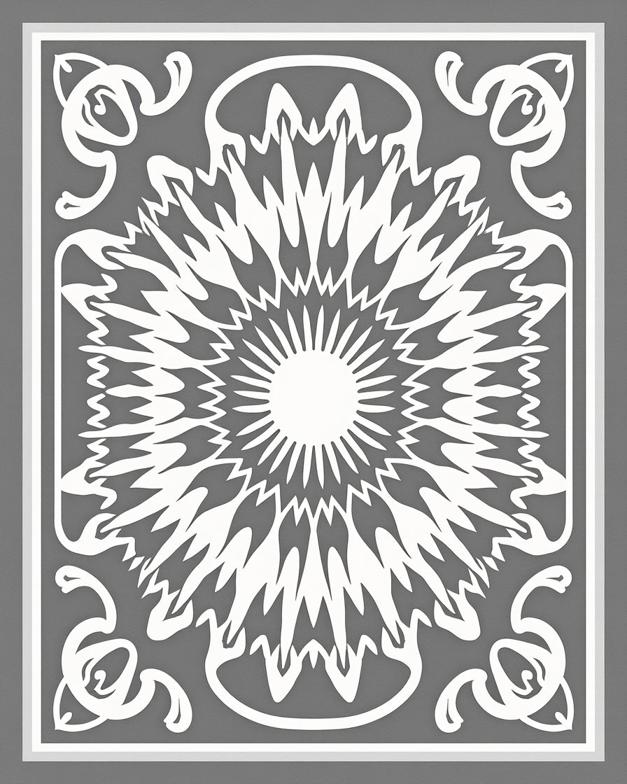 White Burst Mandala Inlay Rug