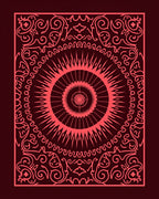 Crimson Medallion Floral Sunburst Rug