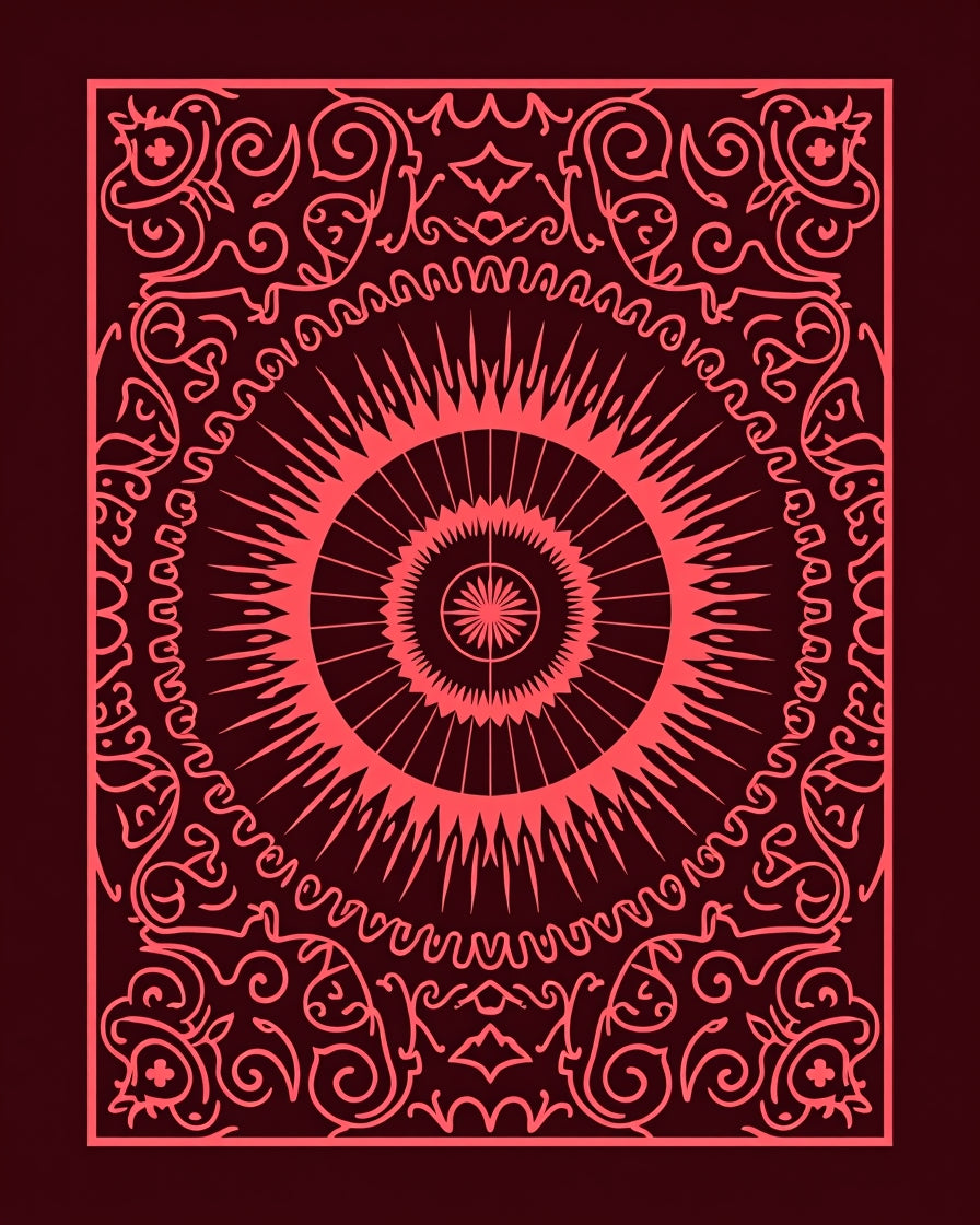 Crimson Medallion Floral Sunburst Rug