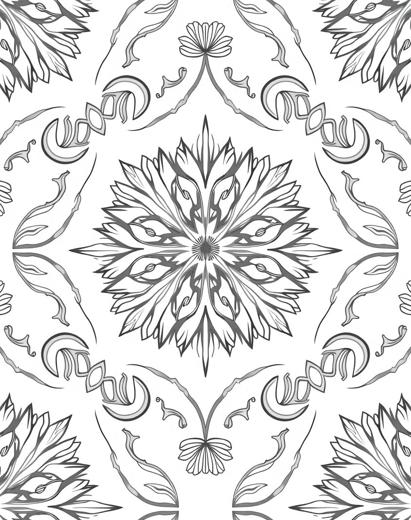 Monochromatic Floral Medallion Accents Rug