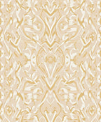 Ornate Caramel Swirls Botanical Abstract Rug