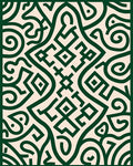 Deep Green Scrollwork Geometric Relief Rug