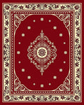 Ornate Red Floral Medallion Border Rug