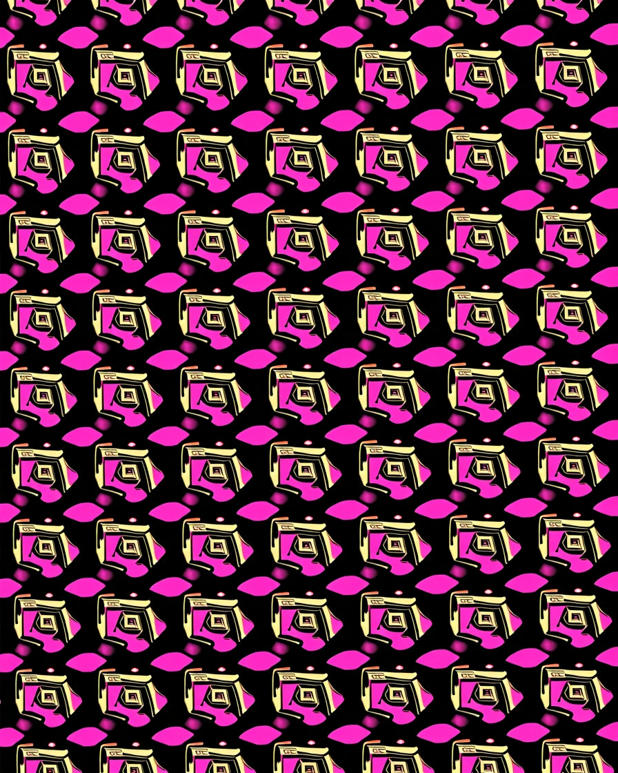 Pink Yellow 3D Diamond Geometric Rug