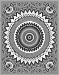 Monochromatic Floral Medallion Mandala Rug