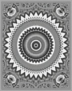 Monochromatic Floral Medallion Mandala Rug