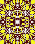 Maroon Yellow White Floral Medallion Rug