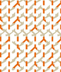 Orange Tan Interlocking Geometric Blocks Rug