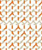 Orange Tan Interlocking Geometric Blocks Rug
