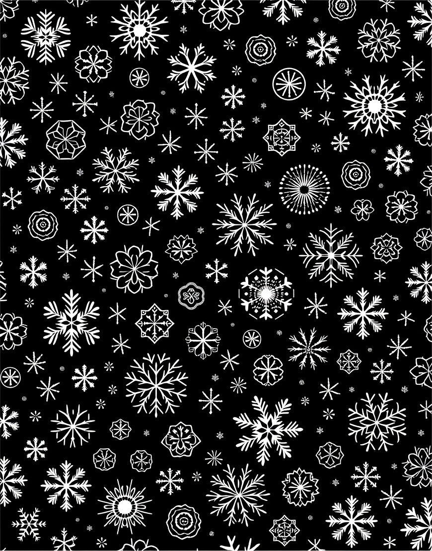 Black White Snowflake Collage Rug