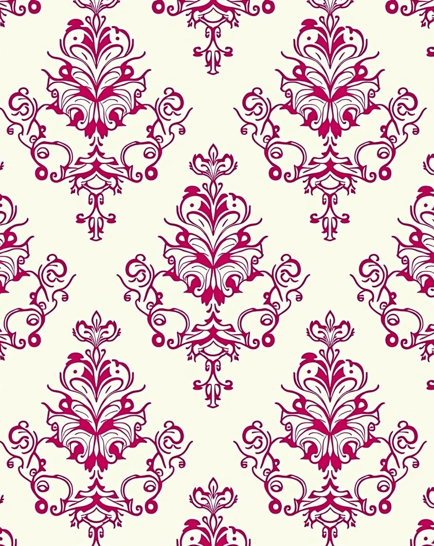 Crimson Baroque Floral Swirl Rug