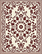 Ornate Crimson Botanical Blossom Rug