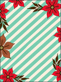 Striped Aqua Floral Border Rug