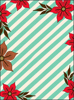 Striped Aqua Floral Border Rug
