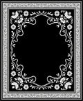 Ornate Black White Floral Garden Frame Rug
