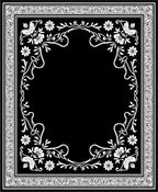 Ornate Black White Floral Garden Frame Rug