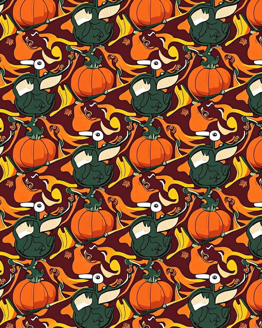 Autumn Duck Pumpkin Swirl Repeat Rug