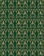 Emerald Gold Floral Damask Rug