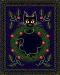 Black Cat Wreath Holiday Card Rug