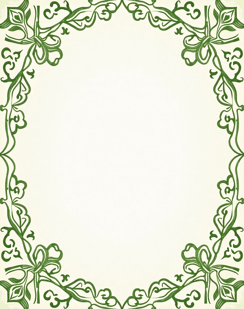 Emerald Green Floral Vine Border Rug