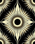 Black Gold Sunburst Medallion Rug