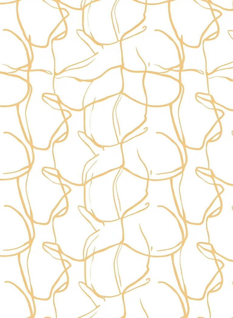 Golden Abstract Calligraphy Flow Rug