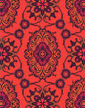 Vibrant Crimson Floral Medallion Design Rug