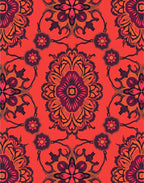 Vibrant Crimson Floral Medallion Design Rug
