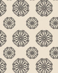 Cream Black Vintage Floral Mandala Rug