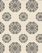 Cream Black Vintage Floral Mandala Rug