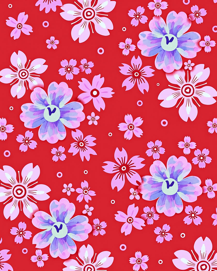 Crimson Cherry Blossom Garden Rug