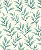 Coastal Teal Leaf Sprig Rug