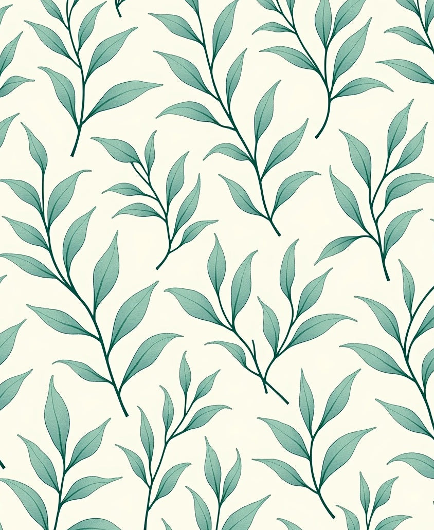 Coastal Teal Leaf Sprig Rug