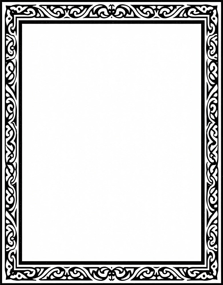 Classic Black Filigree Border Rug