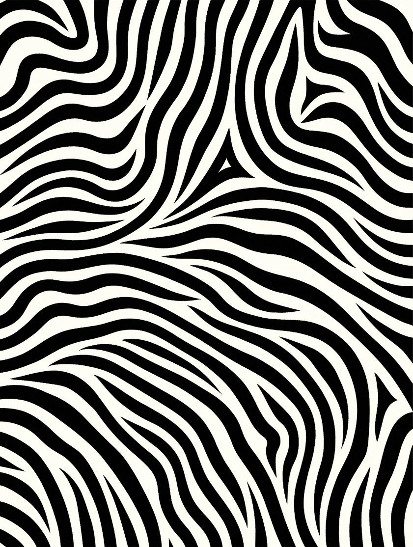 Abstract Wave Black White Animal Stripes Rug