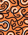 Dynamic Orange Swirl Abstract Rug