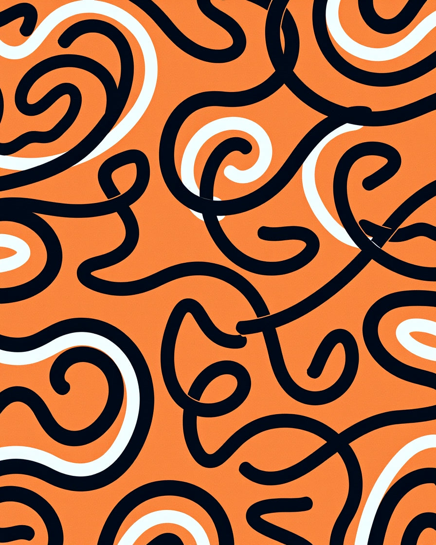 Dynamic Orange Swirl Abstract Rug