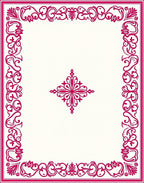 Bright Pink Scrollwork Medallion Frame Rug