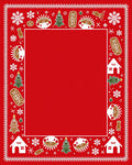 Festive Gingerbread Holiday Red Border Rug
