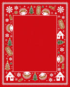 Festive Gingerbread Holiday Red Border Rug