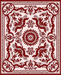 Ornate Crimson Bloom Corner Piece Rug